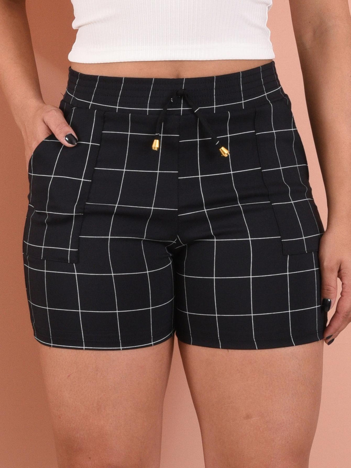 Shorts Cintura Alta Básico Elastano.