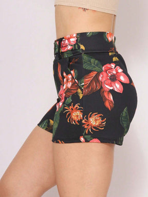 Short Malha Crepe Estampa Floral.